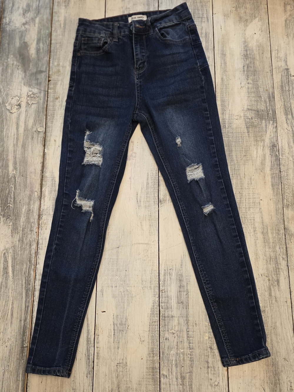 Blue Savvy Women's  High-Rise Distressed Skinny Jeans in Dark Indigo sz 3/26